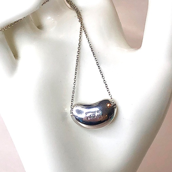 TIFFANY & Co Elsa PERETTI Sterling Silver Medium Bean Necklace FULL INCLUSION - Picture 7 of 11